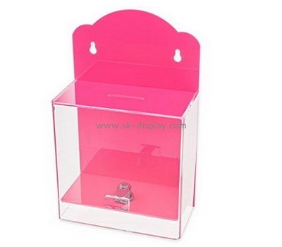 Acrylic display manufacturers  custom clear pink acrylic donation ballot boxes DBS-164