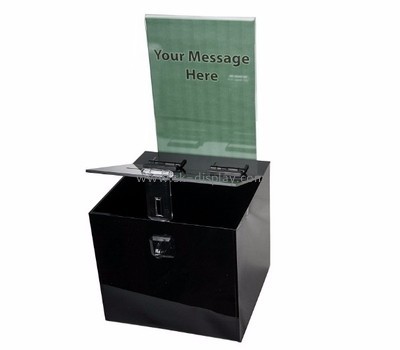 Acrylic display manufacturers custom black acrylic money donation ballot box DBS-181