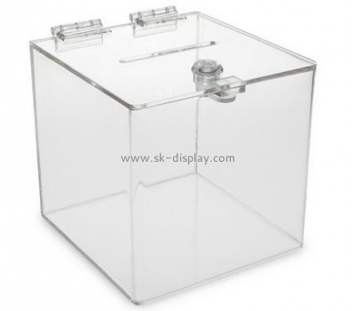Acrylic box factory customize acrylic fundraising boxes with hinged lids DBS-290