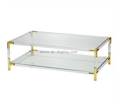 Acrylic manufacturers customized acrylic coffee side table with shelf AFS-234