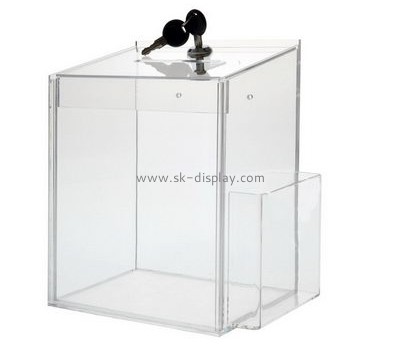 Acrylic items manufacturers custom perspex donation box with lock and sign holder DBS-521