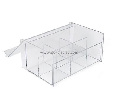 Plastic distributors and fabricators custom acrylic multi compartment storage box DBS-581