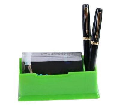 Green square acrylic table business card holder with pen holder BD-044