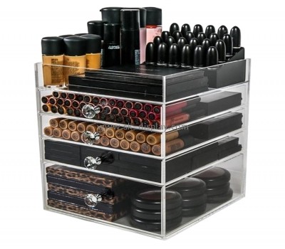 Acrylic cosmetic organizer with four drawers and top holders CO-051