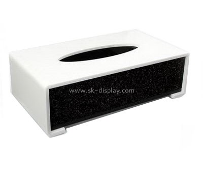 Fashion design double color small acrylic tissue box for hotel DBS-056