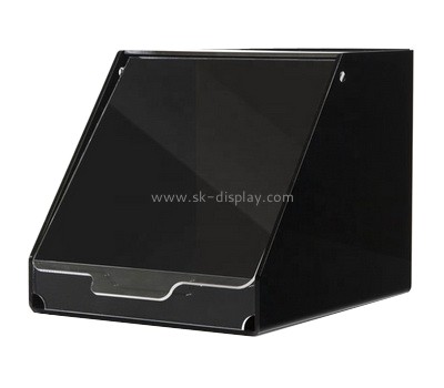 Plexiglass manufacturer customize black acrylic bread storage box lucite display case with clear hinged lid FD-381