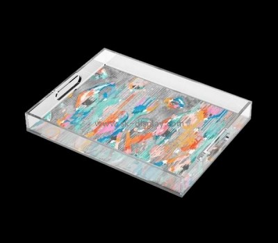 Plexiglass supplier custom acrylic decorative tray lucite printing serving tray STS-154