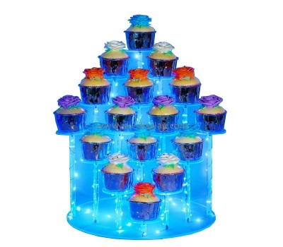 China acrylic manufacturer custom plexiglass LED light string cupcake stand KLD-075