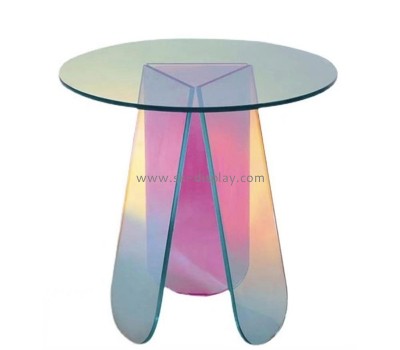 Acrylic item supplier custom iridescent plexiglass round small coffee table AFS-600