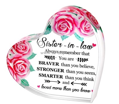 Custom acrylic funny sister in law gift heart block sign AB-308