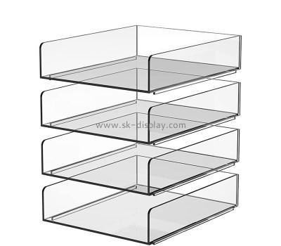 Custom transparent acrylic 4 tier office desktop stackable file tray organgizer BD-1171