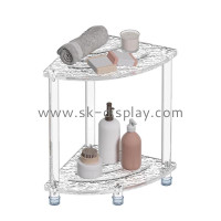 Elevating Bathroom Design with Custom Acrylic Corner Shower Stools with Storage Shelf by SK Display