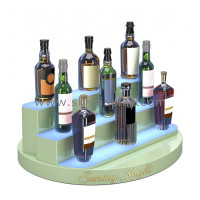 Custom Acrylic 3 Tiers Liquor Bottles Illuminated Display Riser Stand