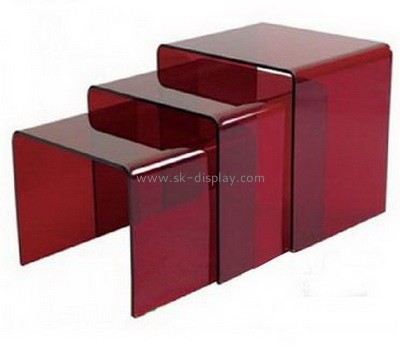 Red modern acrylic coffee table with three different size AFS-019