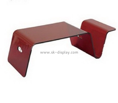 Red plexiglass coffee table with magazine holder AFS-026