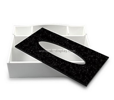 Factory hot sale acrylic round tissue box white box black acrylic box DBS-096