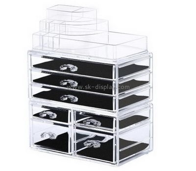 Custom clear acrylic plastic makeup drawers cosmetic organizer case CO-336