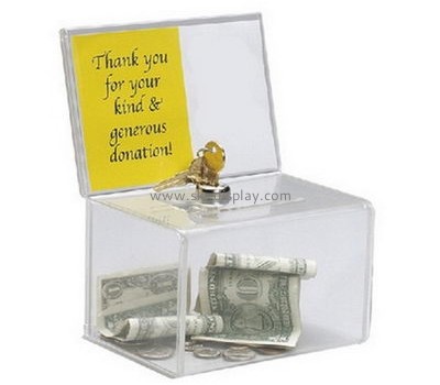 Custom design acrylic donation charity coin collection free donation boxes DBS-137