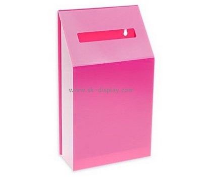 Custom acrylic pink donation fundraising collection containers box DBS-140