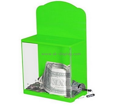 Custom acrylic plexiglass lucite donation display boxes with lock DBS-153