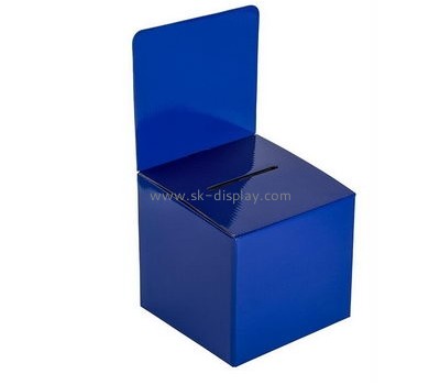 Acrylic display supplier custom blue acrylic plastic donation collection boxes DBS-163