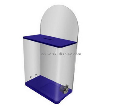 Custom large acrylic locking blue donations ballot boxes DBS-166