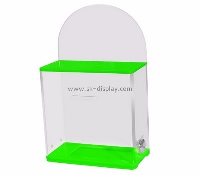 Acrylic display factory custom acrylic money charity collection box with lock DBS-174
