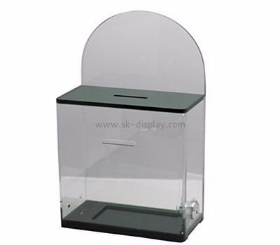 Acrylic display factory custom clear acrylic lock charity box DBS-200