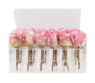 Acrylic plastic supplier customize rectangular flower luxury rose box DBS-239