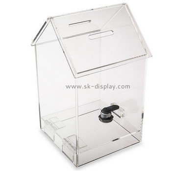 Display manufacturers customize transparent acrylic display donation box with lock DBS-258