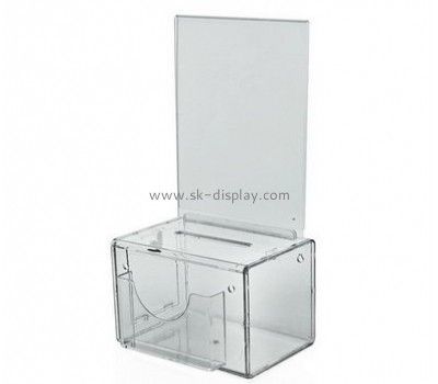 Lucite manufacturer custom design plastics locking donation box DBS-337