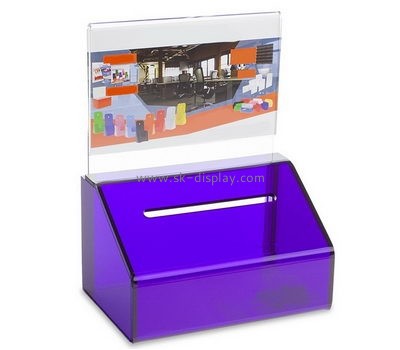 Acrylic manufacturers china custom design plastics charity collection boxes DBS-395