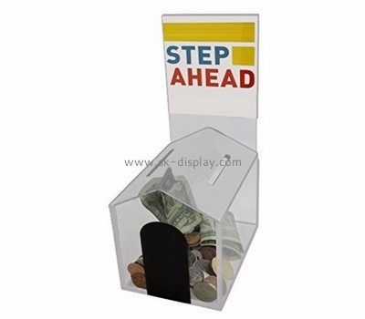 Acrylic display manufacturer custom perspex plastic money box with lock DBS-409