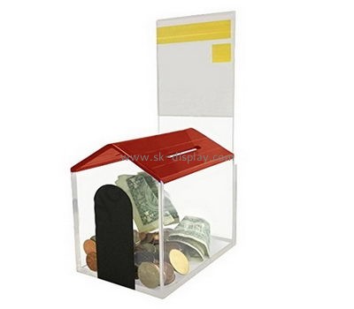 Acrylic plastic supplier custom acrylic coin containers box for fundraising DBS-408