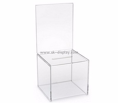 Acrylic box manufacturer custom design plastic transparent donation box DBS-431