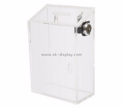 Acrylic plastic manufacturers custom clear locking donation suggestion box DBS-461