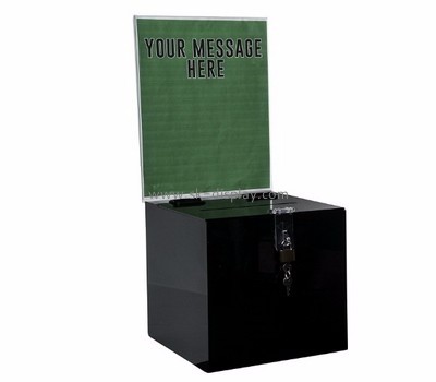 Plastic distributors and fabricators custom acrylic black ballot suggestion box DBS-473