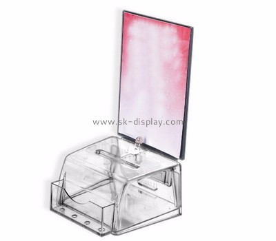 Acrylic company custom acrylic suggestion charity box with lock DBS-493