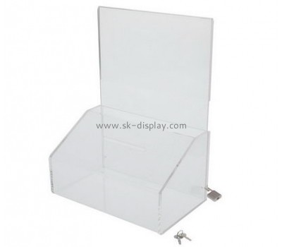 Lucite manufacturer custom plexiglass acrylic ballot coin box DBS-494
