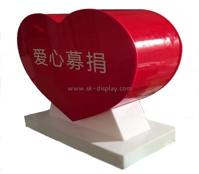 Acrylic manufacturers china custom heart shaped donation box DBS-501