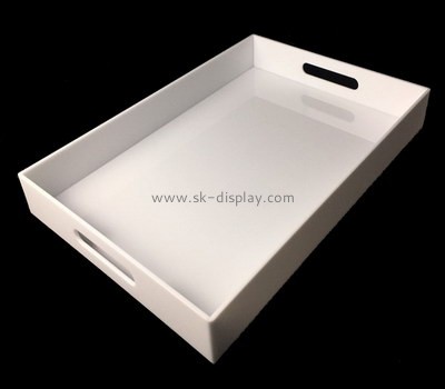 Bespoke white acrylic rectangular serving tray STS-006