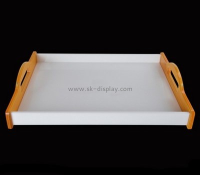 Bespoke white acrylic tray with handles STS-007