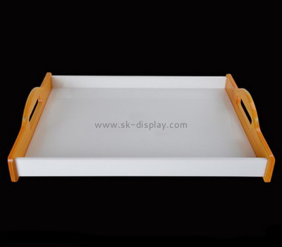 Bespoke white acrylic tray with handles STS-007