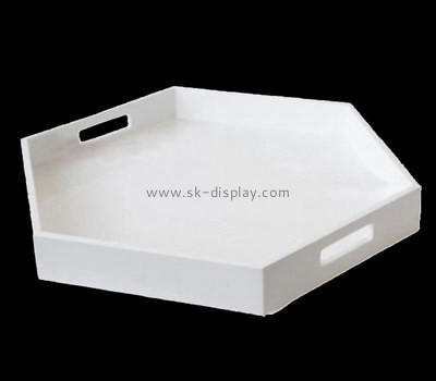 Bespoke white acrylic serving platter with handles STS-011