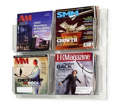 Customize acrylic wall mountable magazine holder BD-844