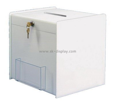 Customize white acrylic donation box DBS-984