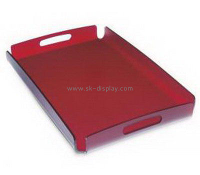 Customize red acrylic serving tray with handles FD-239