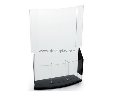 Custom acrylic 3 sections brochure holder with sign holder BD-885
