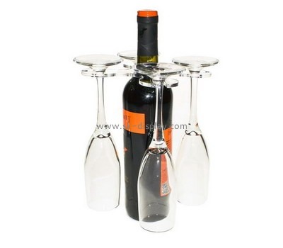 Custom acrylic single wine bottle and 4 glasses holder WD-130