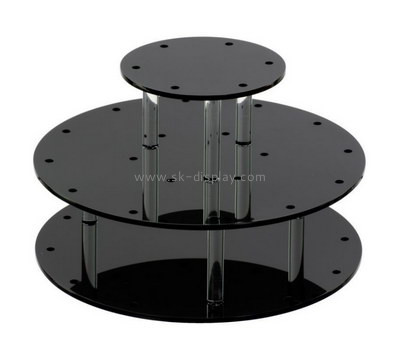 Custom 3 tiers round black acrylic cake display stands FD-276